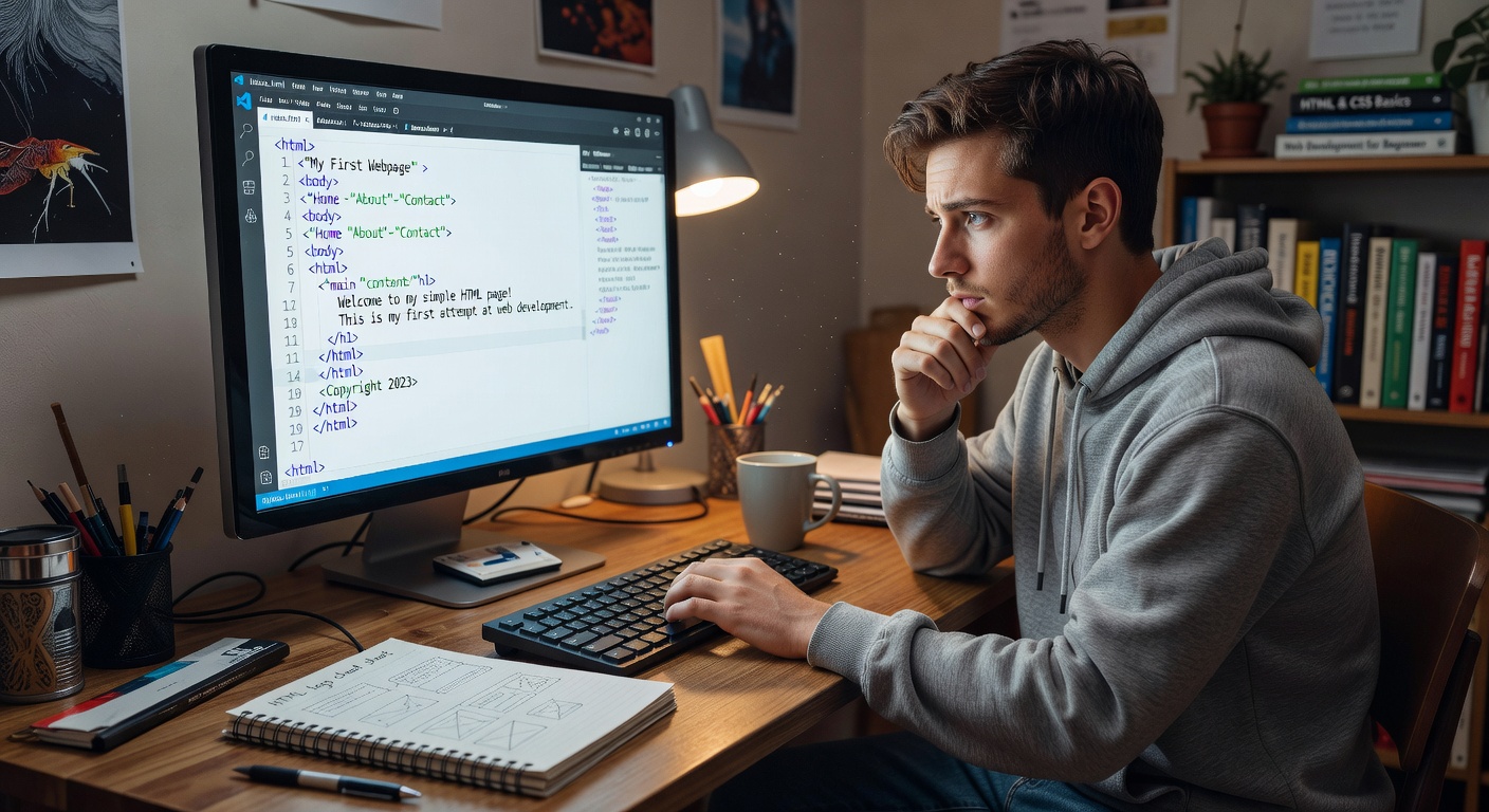 Principiante construyendo su primera página web en HTML